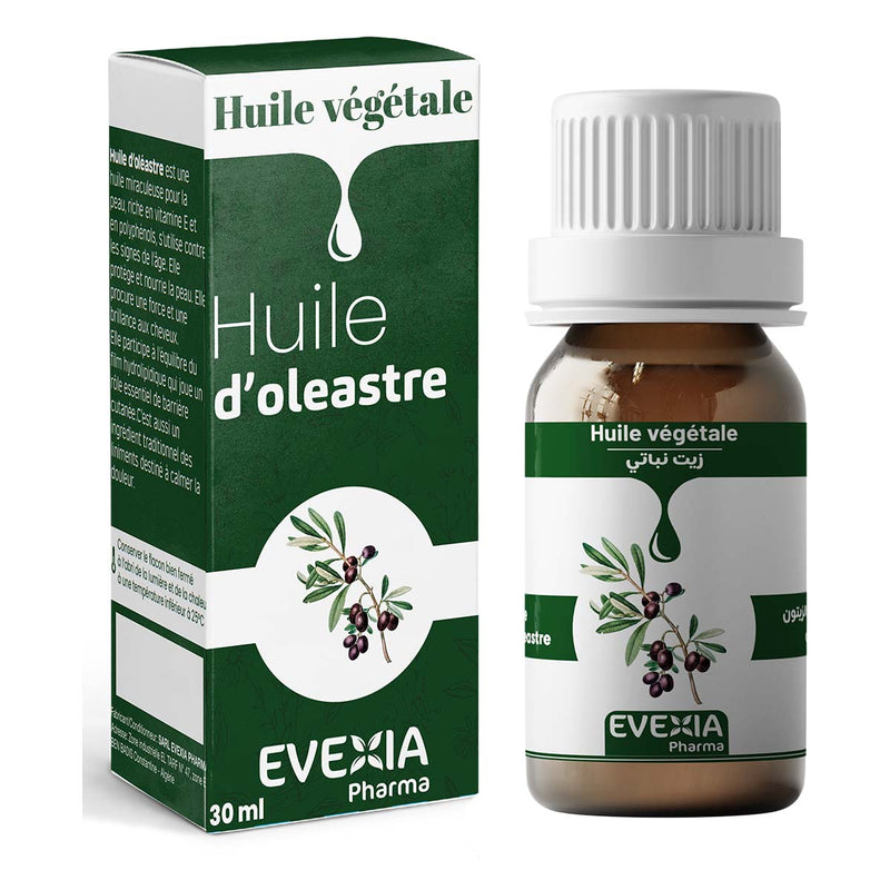 Huile Végétale d'Oléastre – Anti-Âge & Brillance Cheveux, Huile d'Oléastre, Riche en Vitamine E & Polyphénols, Anti-Oxydant, Nourrissante, Protectrice, Cheveux, Flacon 30 ml