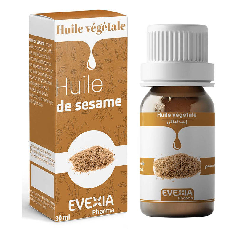 Huile Végétale de Sésame – Peau Souple & Massage, Huile de Sésame, Acides Gras Essentiels, Nourrissante, Assouplissante, Anti-Âge, Anti-Oxydant, Cheveux, Flacon 30 ml