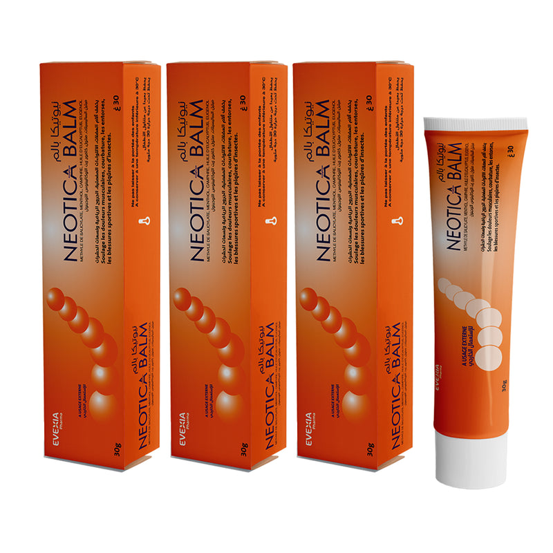 Pack 3 Boîtes Neotica Balm – Muscles & Courbatures, Salicylate de Méthyle, Menthol & Camphre, Huile d'Eucalyptus, Douleurs Articulaires, Entorses, Mal de Dos, Sportifs, 3 x Tube 30 g