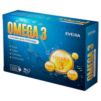 Omega 3 Evexia – Acides Gras Essentiels Cœur & Cerveau, Oméga 3, Système Cardiovasculaire, Circulation, Fonctions Cognitives, Anti-Inflammatoire, Adultes, 30 Gélules