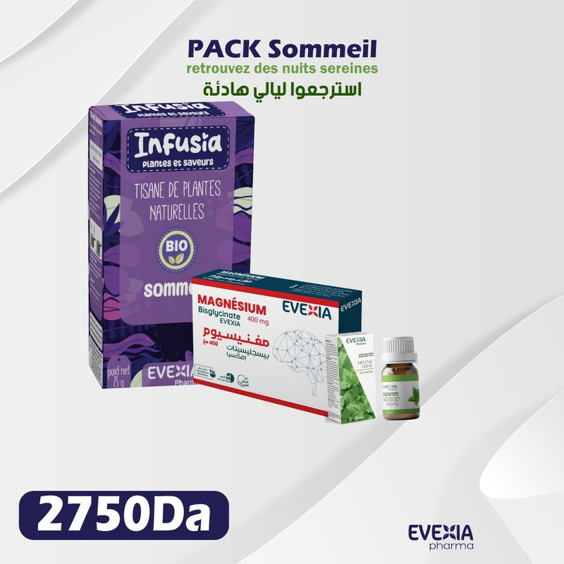Pack Sommeil Evexia – Détente & Nuits Réparatrices, Magnésium Bisglycinate, Lavande & Camomille, Endormissement, Système Nerveux, Anti-Stress, Relaxation, Adultes, Lot de 3