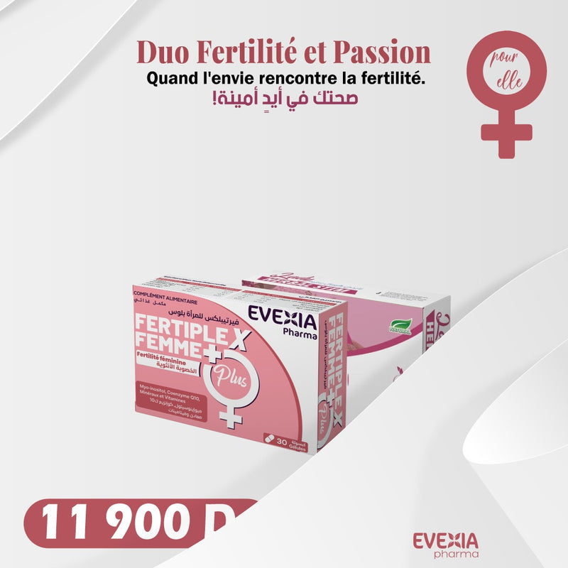 Duo Fertilité et Passion – Équilibre & Vitalité Féminine, Plantes Aphrodisiaques & Vitamines, Libido & Désir, Équilibre Hormonal, Fertilité, Santé Reproductive, Anti-Fatigue, Femme, Adultes