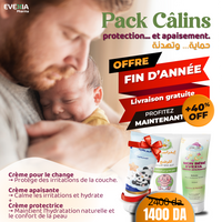 Pack Câlins Evexia – Soins Change & Apaisement Bébé, Crème Protectrice & Soin Réconfortant, Barrière Anti-Irritations, Hydratation, Peau Délicate, Bébé & Enfants, Tube 50 ml + Tube 100 ml