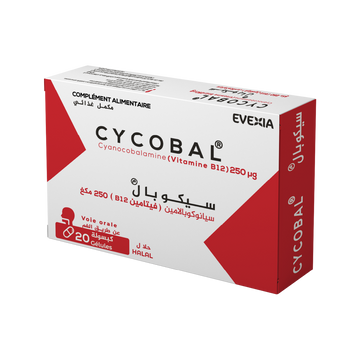 Cycobal Vitamine B12 250 µg – Énergie & Anti-Fatigue – 15 gélules, Vitamine B12 Cyanocobalamine, Système Nerveux, Globules Rouges, Métabolisme, Vitalité, Adultes