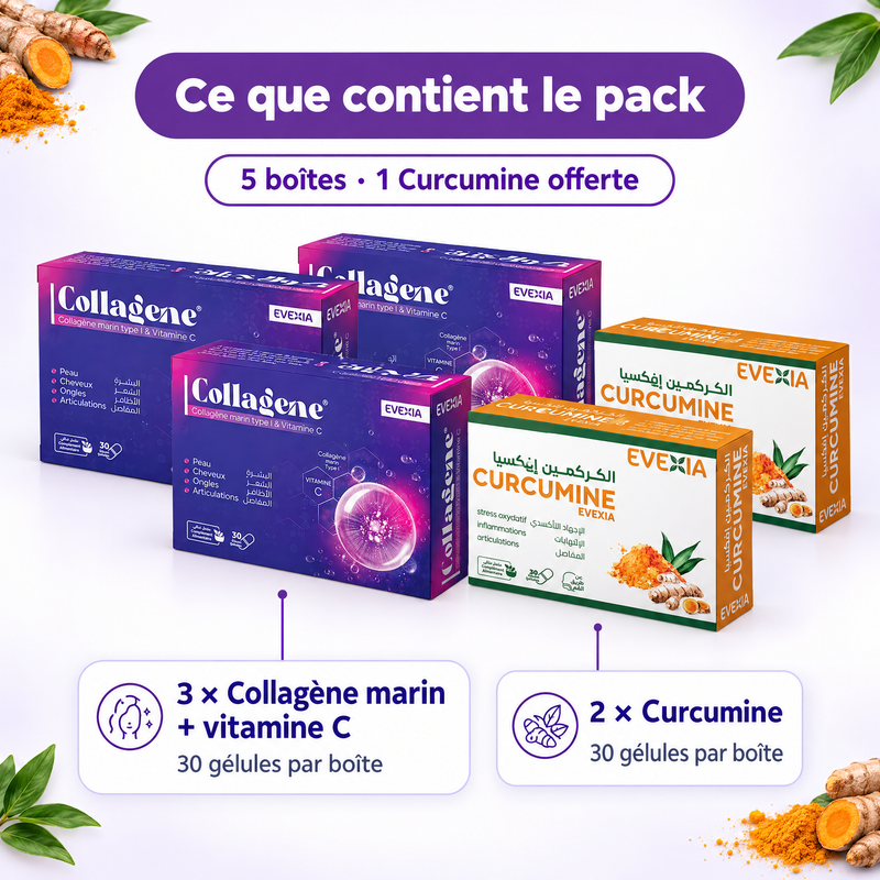 Routine Éclat & Souplesse – contenu du pack (FR)