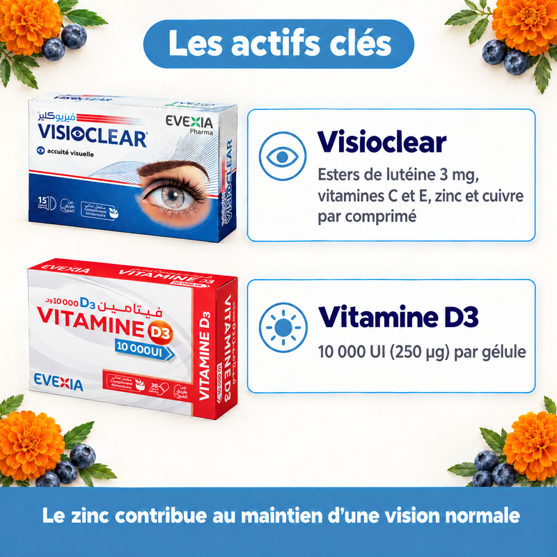 Duo Vision + Vitamine D3 – actifs clés (FR)