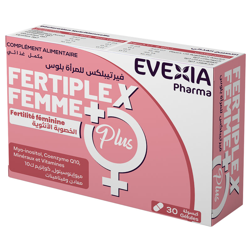 Fertiplex Femme Plus – Fertilité Féminine – Myo-Inositol, Myo-Inositol 250 mg & Coenzyme Q10, Équilibre Hormonal, Qualité des Ovules, Anti-Oxydant, Vitalité, Femme, Boîte 30 Gélules