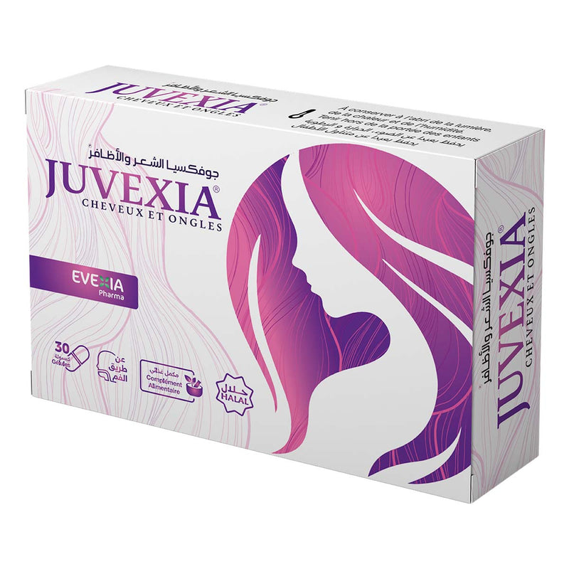 Juvexia Cheveux et Ongles – PACK 2 BOÎTES : 1 ACHETÉE = 1 OFFERTE – Vitamines Beauté – 30 gélules, Zinc, Biotine & Vitamines A, C, E & B, Peau, Kératine, Anti-Oxydant, Éclat, Force & Beauté, Femme