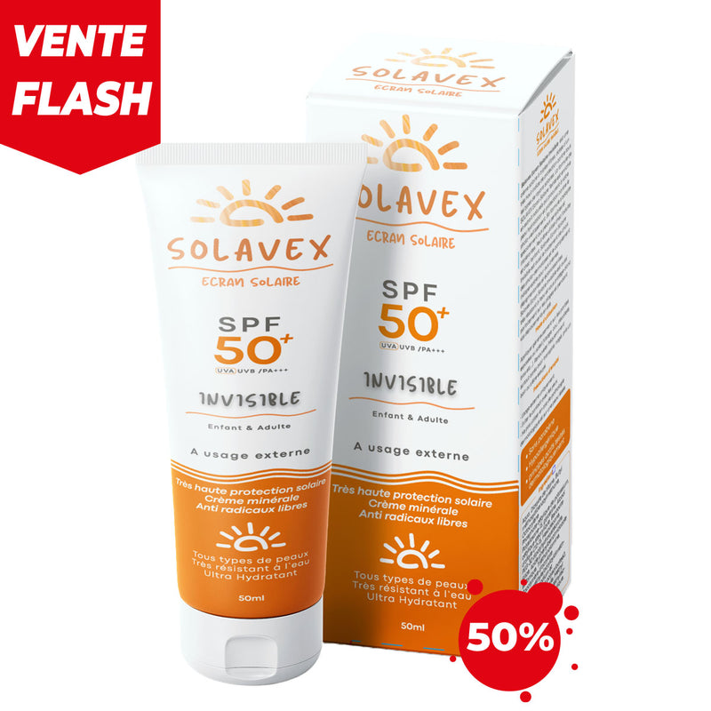 Solavex SPF50+ Invisible – Protection Solaire Visage – 50ml, Écran Solaire SPF 50+, Anti-UVA & UVB, Fini Invisible, Hydratation, Visage, Anti-Taches