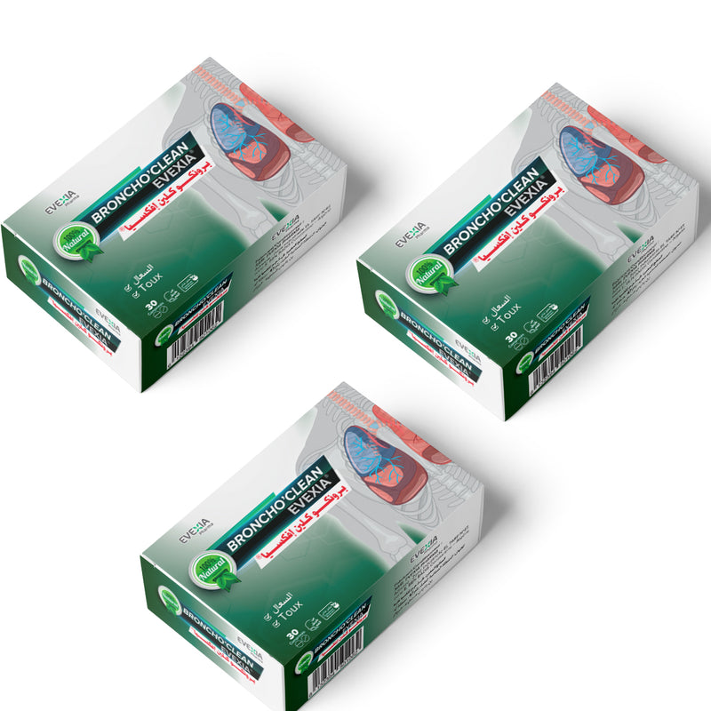 Pack 3 Boîtes Broncho'Clean – Cure Confort Respiratoire, Extraits de Plantes Ayurvédiques, Confort des Bronches, Décongestionnant, Expectorant, Voies Respiratoires, Adultes, 3 x 30 Comprimés