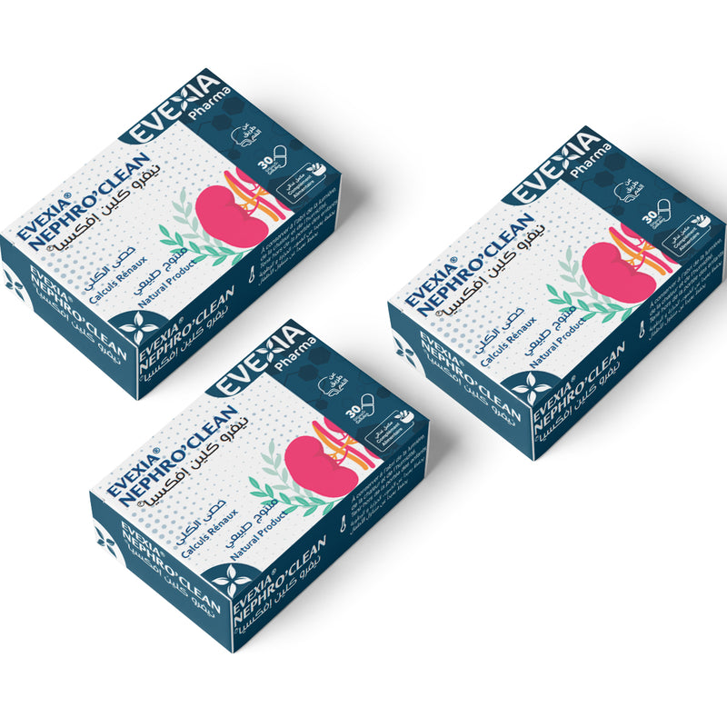 Pack 3 Boîtes Nephro'Clean – Cure Drainage Rénal, Extraits de Plantes Ayurvédiques, Diurétique, Confort Urinaire, Détox des Reins, Adultes, 3 x 30 Gélules