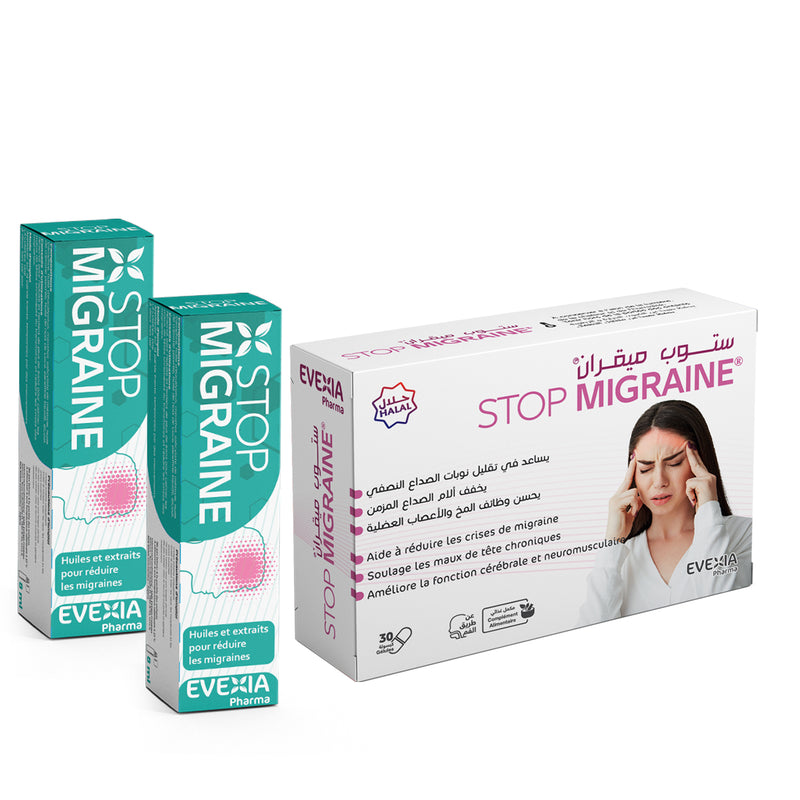 Pack Stop Migraine – Apaisement Tête & Bien-Être, Complexe Ayurvédique, Godanti Bhasma & Dasmool, Anti-Inflammatoire, Confort Céphalées, Détente, Adultes, Boîte 30 Gélules