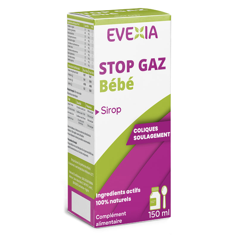 Sirop Stop Gaz Bébé – Coliques & Confort Digestif, Aneth, Fenouil & Menthe Poivrée, Anti-Gaz, Ballonnements, Flatulences, Digestion, Nourrissons & Enfants, Flacon 150 ml