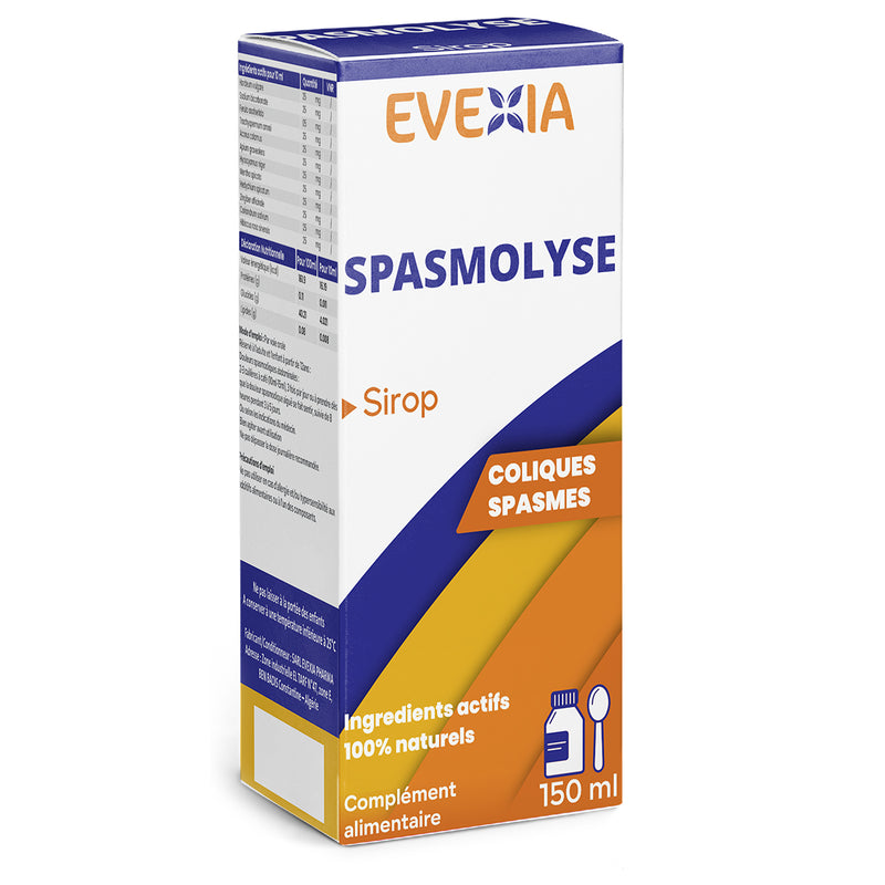 Sirop Spasmolyse – Confort Abdominal & Anti-Spasmes, Asafoetida, Menthe Verte & Gingembre, Coliques, Crampes Abdominales, Digestion, Ballonnements, Adultes & Enfants, Flacon 150 ml