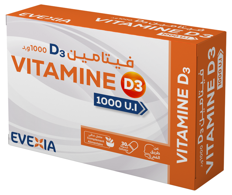 Vitamine D3 1000 UI – Os, Dents & Immunité – 30 gélules, Vitamine D3 1000 UI, Fixation du Calcium, Défenses Naturelles, Muscles, Adultes