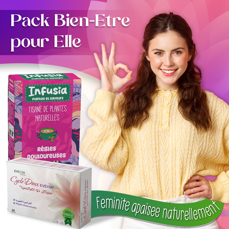 Pack Bien-Être pour Elle – Équilibre Hormonal & Confort, Cycle Doux & Infusia Règles, Fenugrec & Gingembre, Douleurs Menstruelles, Crampes, Digestion, Femme, Lot de 2