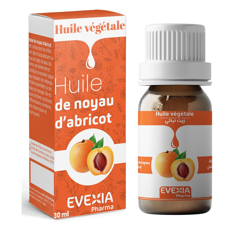 Huile Végétale Noyau d'Abricot – Éclat & Bonne Mine, Huile de Noyau d'Abricot, Riche en Vitamines A & E, Anti-Âge, Hydratante, Peau Lumineuse, Cheveux, Flacon 30 ml