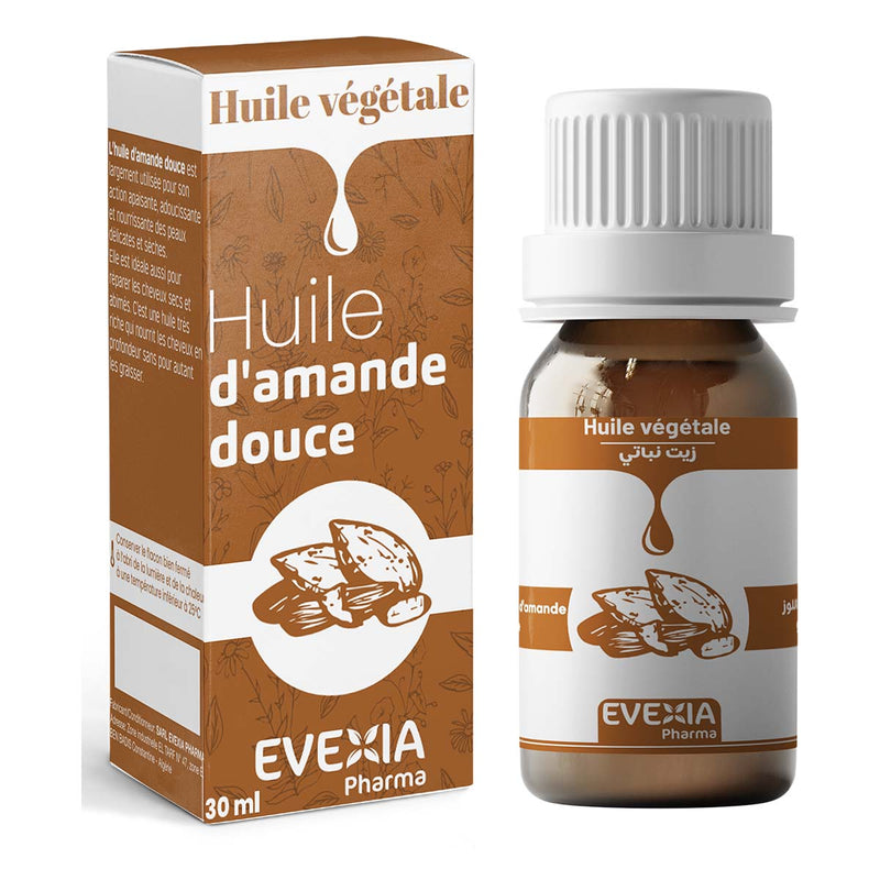 Huile Végétale Amande Douce – Peaux Délicates & Sèches, Huile d'Amande Douce, Apaisante, Nourrissante, Adoucissante, Cheveux Secs & Abîmés, Flacon 30 ml