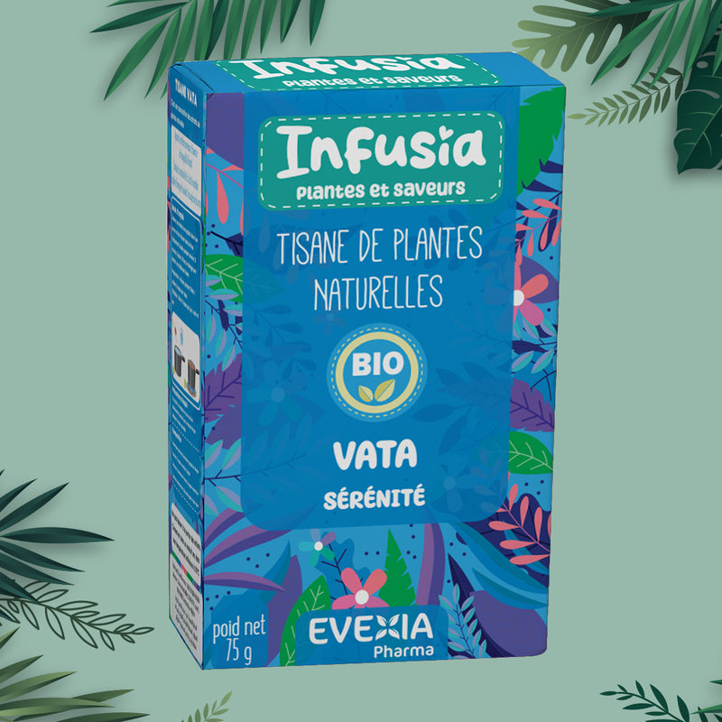 Infusia Vata Sérénité – Tisane Calme & Clarté Mentale, Gingembre, Réglisse & Brahmi, Détente, Système Nerveux, Concentration, Immunité, Adultes, Infusion de Plantes