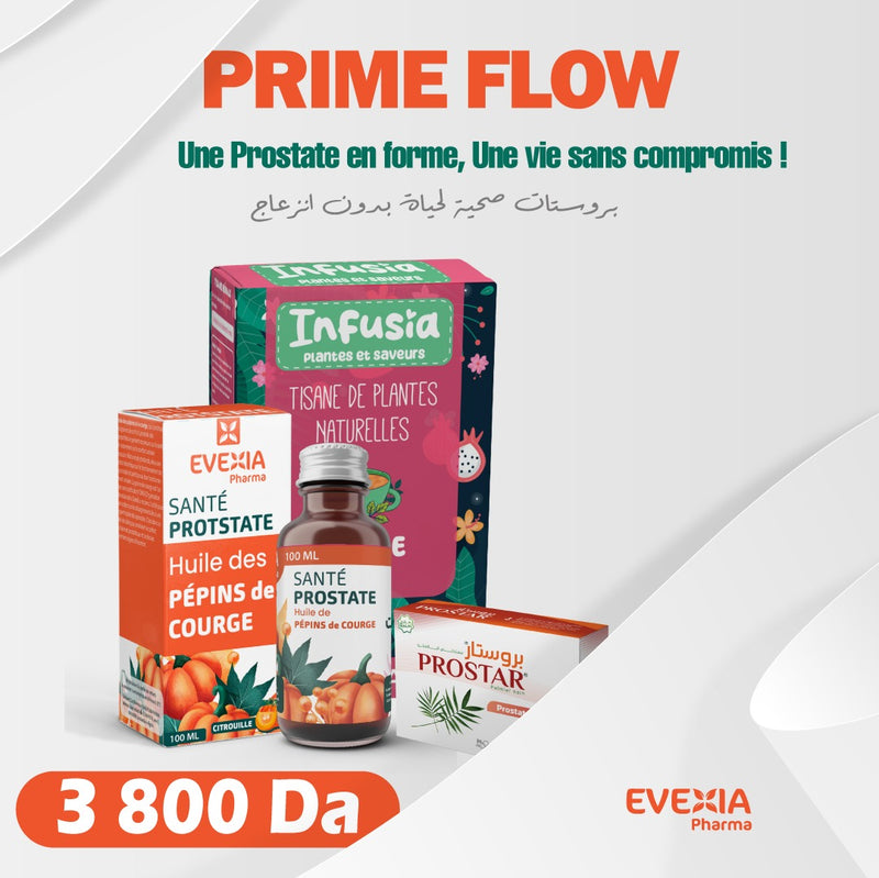 Pack Prime Flow – Prostate & Confort Urinaire – Trio, Palmier Nain, Huile de Pépins de Courge & Infusion Rénale, Bien-Être Masculin, Fonction Rénale, Équilibre Hormonal, Homme, Adultes