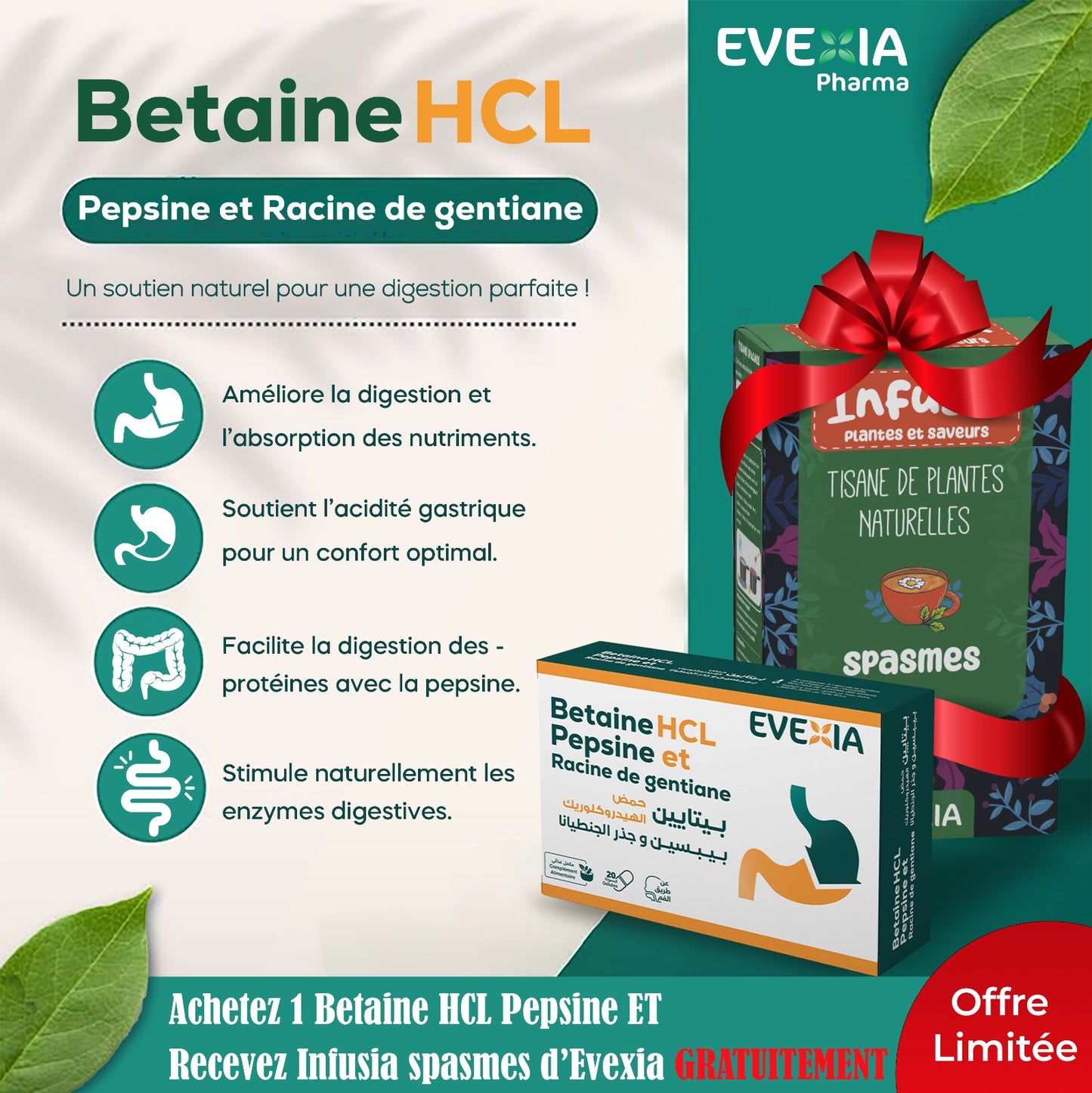 Betaine Hcl, Pepsin et Racine de gentiane