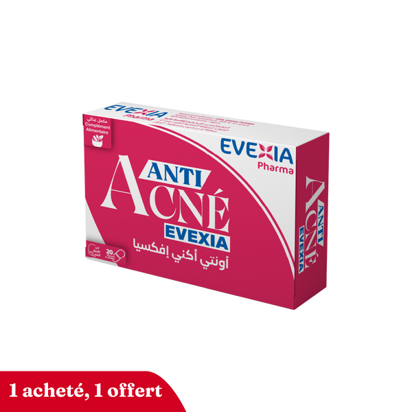 Anti Acné Evexia – Probiotiques pour une Peau Nette, Ferments Lactiques & Coenzyme Q10 50 mg, Équilibre Cutané, Défenses Naturelles, Anti-Oxydant, Adultes, 20 Gélules