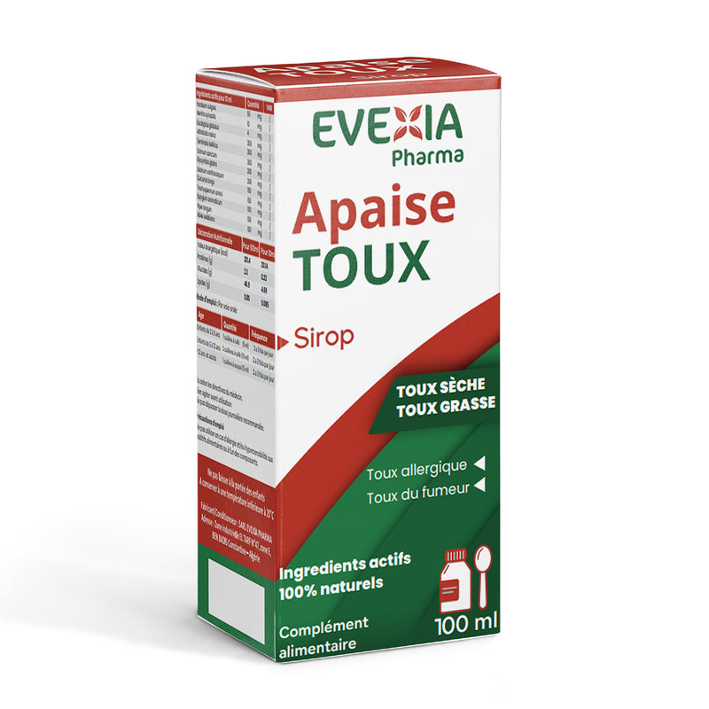 Sirop Apaise Toux – Adoucit la Gorge & Calme la Toux, Extraits de Plantes & Réglisse, Confort Respiratoire, Expectorant, Défenses Immunitaires, Adultes & Enfants, Flacon 100 ml