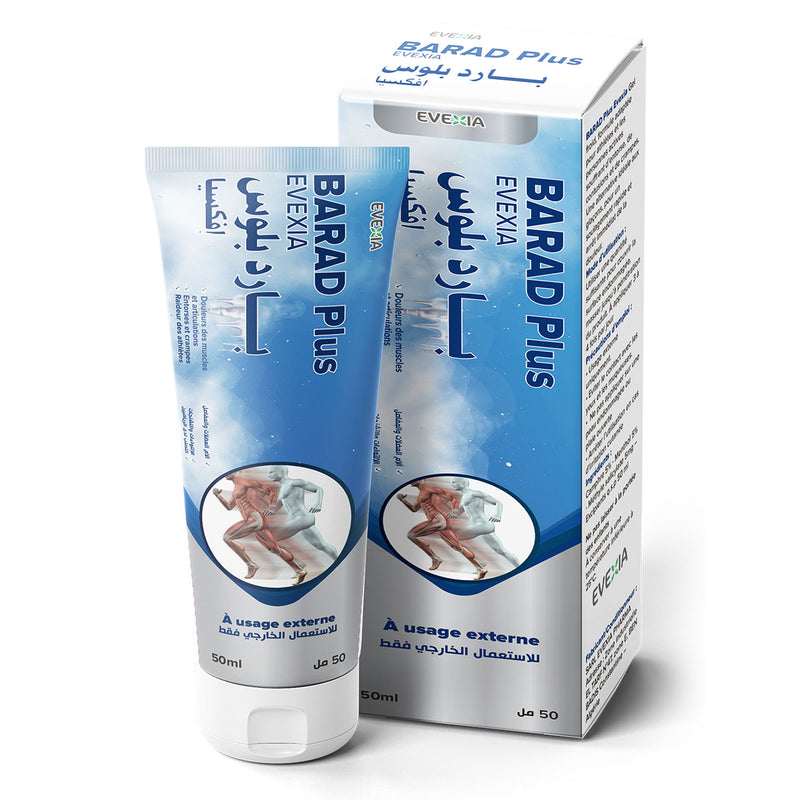 BARAD Plus – Gel Froid Entorses & Récupération, Camphre & Menthol, Salicylate de Méthyle, Effet Froid, Contusions & Crampes, Massage Apaisant, Sportifs, Tube 50 ml