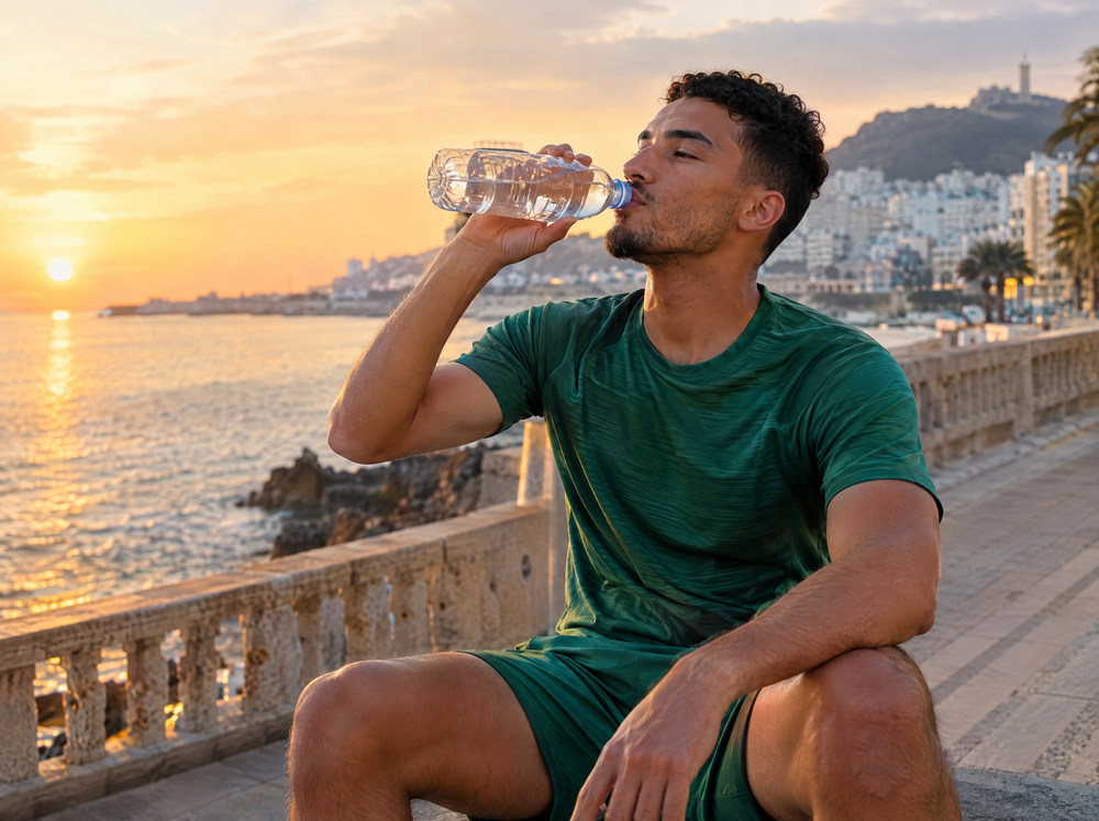 Sportif s'hydratant après un footing