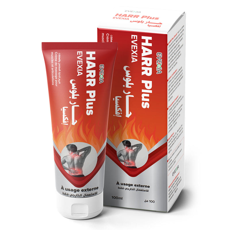 HARR Plus – Crème Chaude Muscles & Articulations, Menthol, Huile de Thym & Eucalyptus, Effet Chauffant, Massage, Circulation, Détente Musculaire, Sportifs, Tube 100 ml