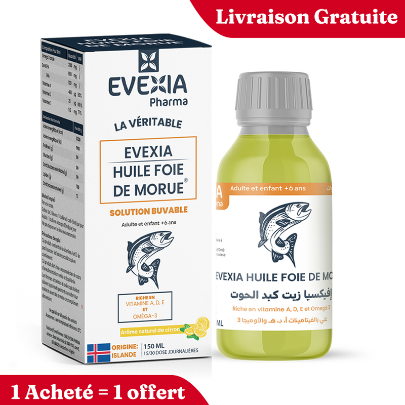 Huile de Foie de Morue Buvable – Vitamines A & D – Flacon, Oméga 3 EPA & DHA, Immunité, Santé des Os, Vision, Cœur, Enfants & Adultes, Flacon 150 ml