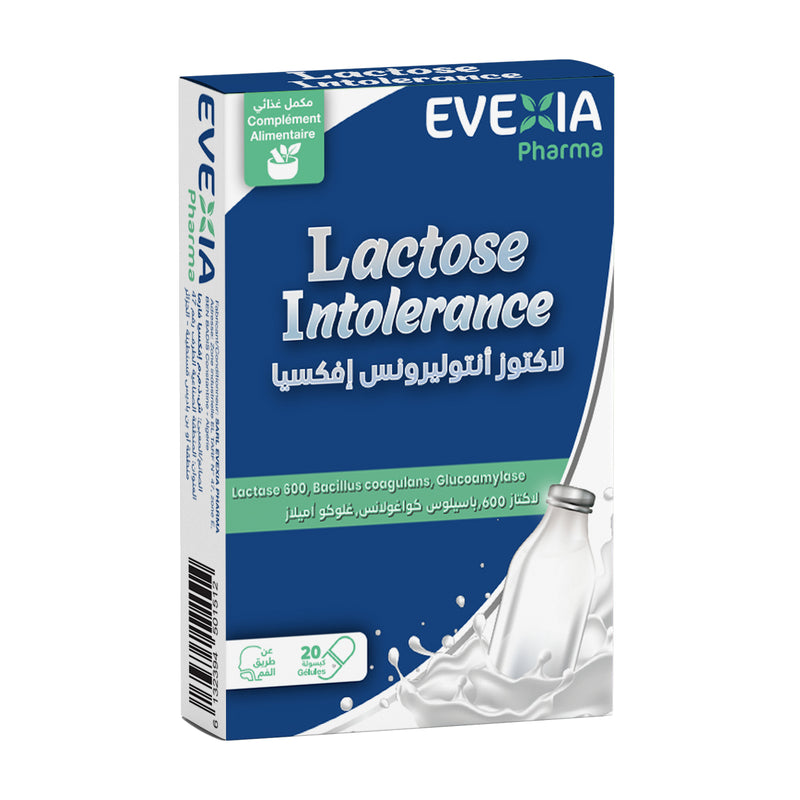 عدم تحمل اللاكتوز - هضم اللاكتوز - بروبيوتيك، لاكتاز و باسيليوس كواغولانز، إنزيمات هاضمة، راحة الأمعاء، فلورا الأمعاء، للبالغين، 20 كبسولة