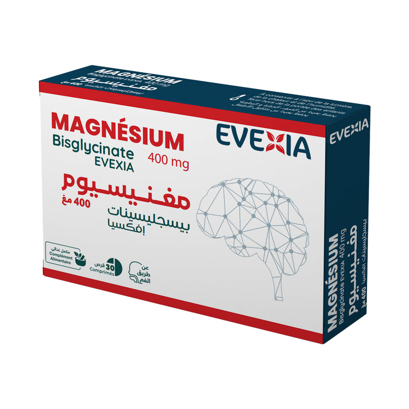 Magnésium Bisglycinate – Haute Absorption, Stress & Sommeil, Magnésium Bisglycinate 400 mg, Système Nerveux, Anti-Fatigue, Crampes Musculaires, Détente, Adultes, 30 Comprimés