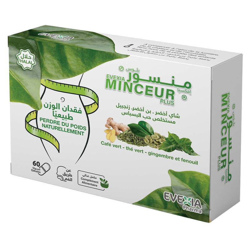 Minceur Plus Thé Vert & Café Vert – Métabolisme – 60 gélules, Extraits de Gingembre & Fenouil, Brûle-Graisses, Transit, Perte de Poids, Cholestérol, Drainage, Adultes