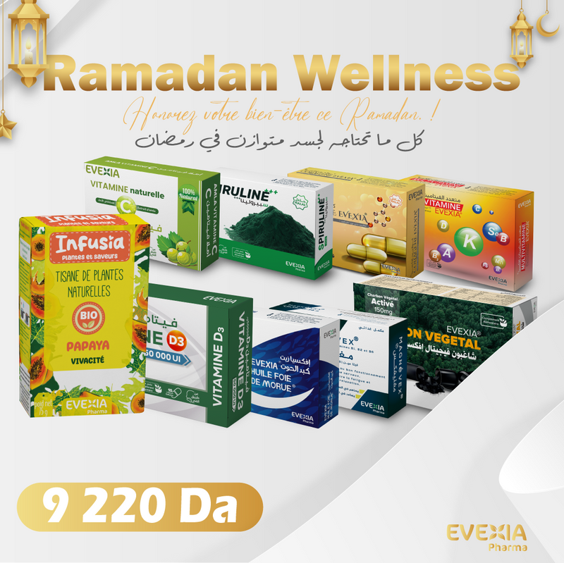 Pack Ramadan Wellness – Équilibre, Digestion & Vitalité, Magnésium, Collagène, Multivitamines & Spiruline, Anti-Fatigue, Immunité, Peau & Cheveux, Confort Digestif, Détox, Adultes