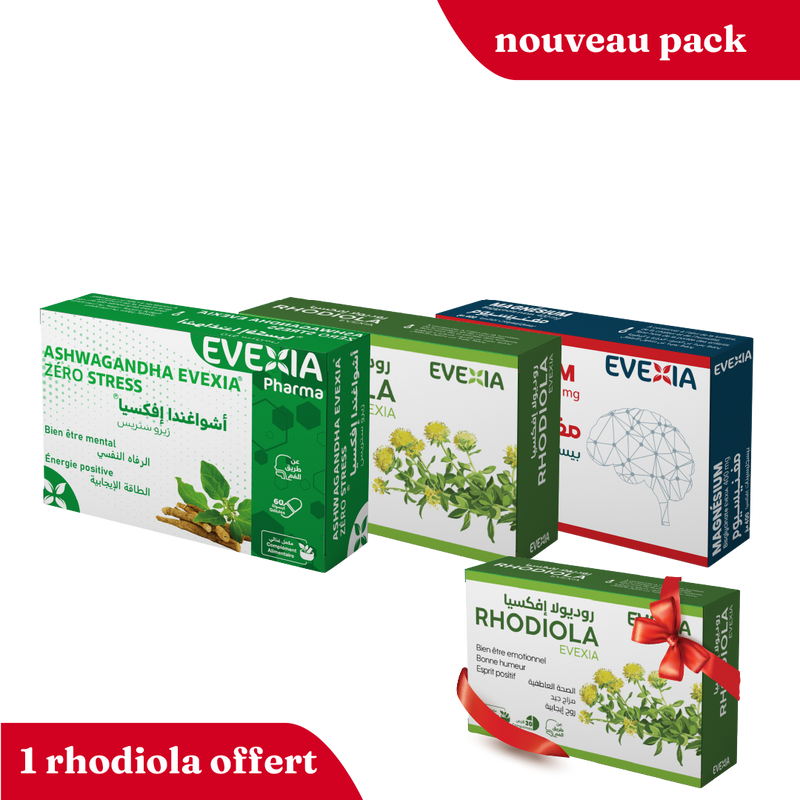 Pack Bien-Être Mental – Anti-Stress & Concentration, Ashwagandha 300 mg, Rhodiola & Safran, Magnésium Bisglycinate, Équilibre Émotionnel, Détente, Système Nerveux, Réduit la Fatigue, Adultes