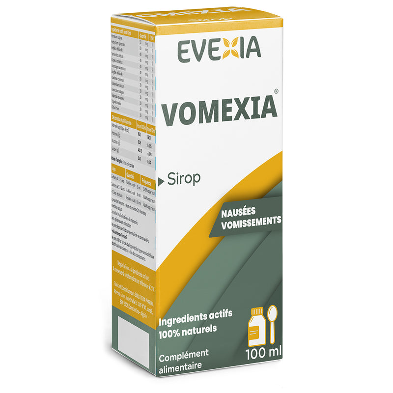 Sirop Vomexia – Nausées & Vomissements Apaisés, Gingembre, Amla & Citron, Mal des Transports, Nausées Matinales, Digestion, Reflux Acide, Femmes Enceintes & Enfants, Flacon 100 ml