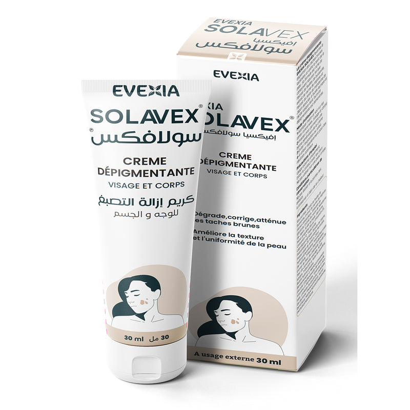 Solavex Crème Dépigmentante – Taches Brunes & Teint Unifié, Extrait de Busserole & Réglisse, Acide Kojique & Lactique, Anti-Taches, Éclat du Teint, Anti-Oxydant, Peau, Adultes