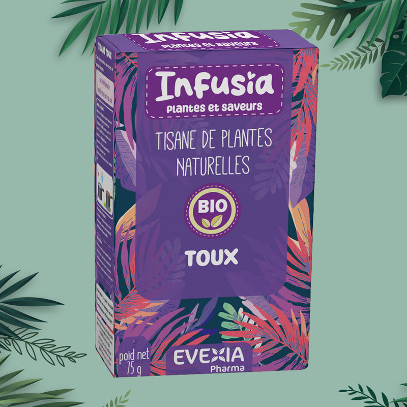 Infusia Toux – شاي أعشاب لتهدئة الحلق والتنفس، ريحان تولسي، عرق السوس وزنجبيل، للمسالك التنفسية، راحة الحلق، المناعة، مهدئ، للكبار، نقيع أعشاب