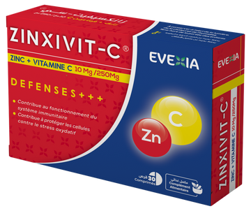 Zinxivit C 10/250 mg – Zinc & Vitamine C – Immunité, Zinc & Vitamine C, Défenses Naturelles, Anti-Oxydant, Cicatrisation, Anti-Fatigue, Adultes, 30 Comprimés